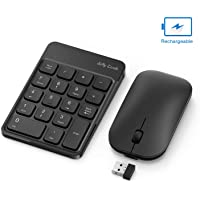 Jelly Comb Teclado Numérico USB con 18 Teclas y 2.4G Ratón Inalámbrico Recargable Ultra Delgado-Negro